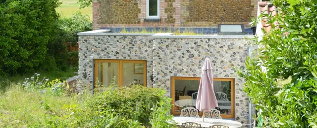 A flint house extension designed by Alston Architects